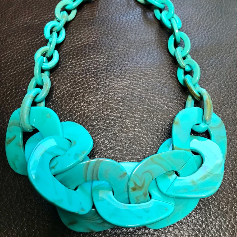 Turquoise & brown necklace 9 inches long